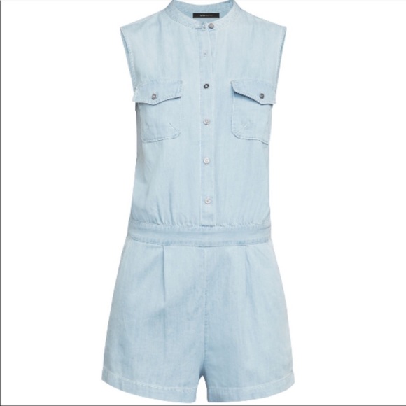 BCBG Light Chambray Laden Denim Romper NWT Small